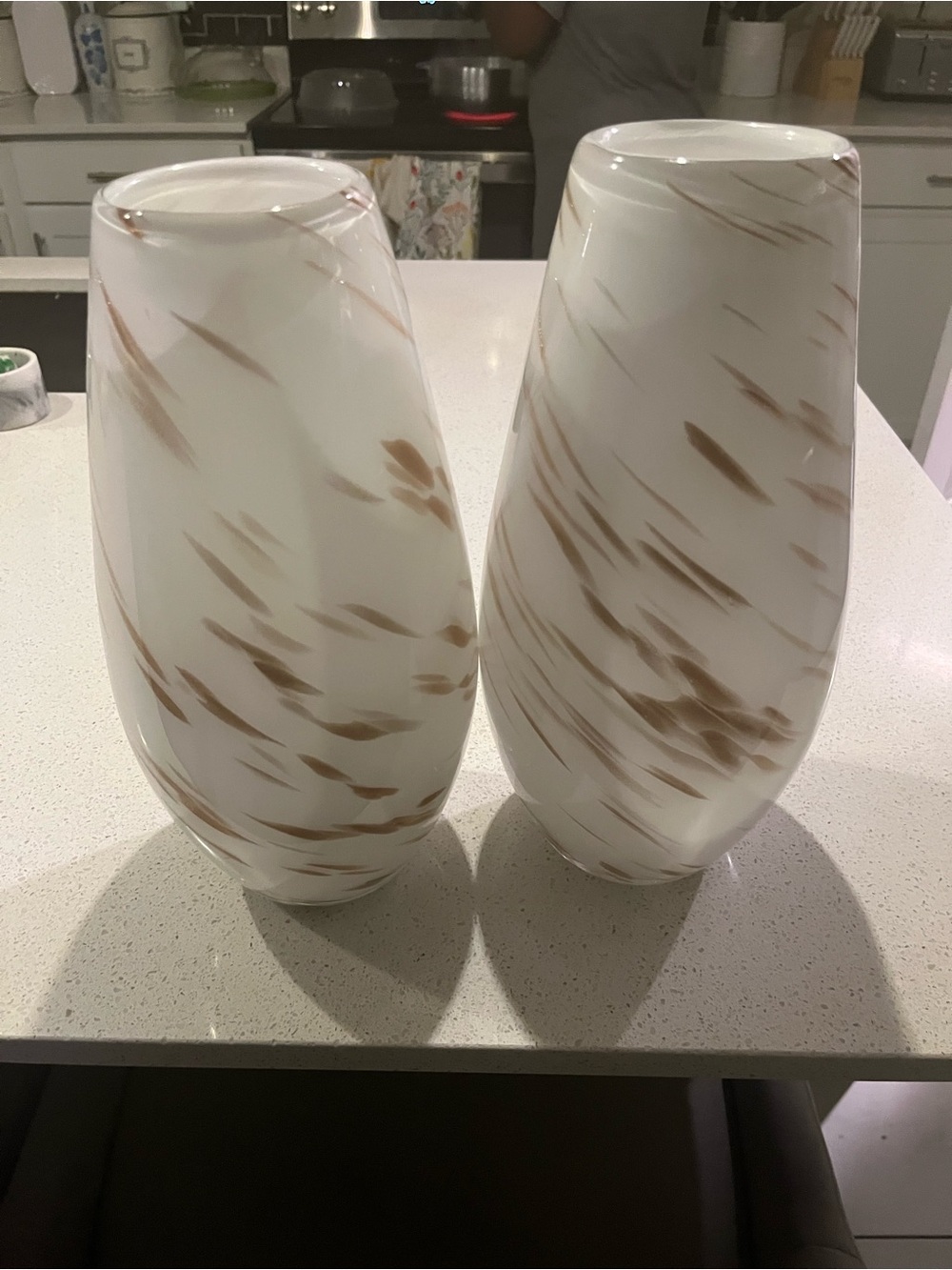 White and Brown Speckled Glass Vase Set - Home Accents